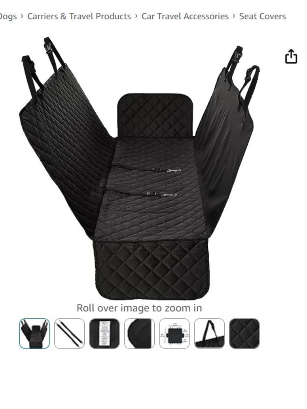 Amazon Basics Dog Car Backseat Cover Hammock Water Resistant Pet Protector New